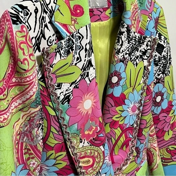 Alberto Makali Vintage Y2K Chic trendy Floral Paisley luxury retro mod Blazer - Picture 2 of 11
